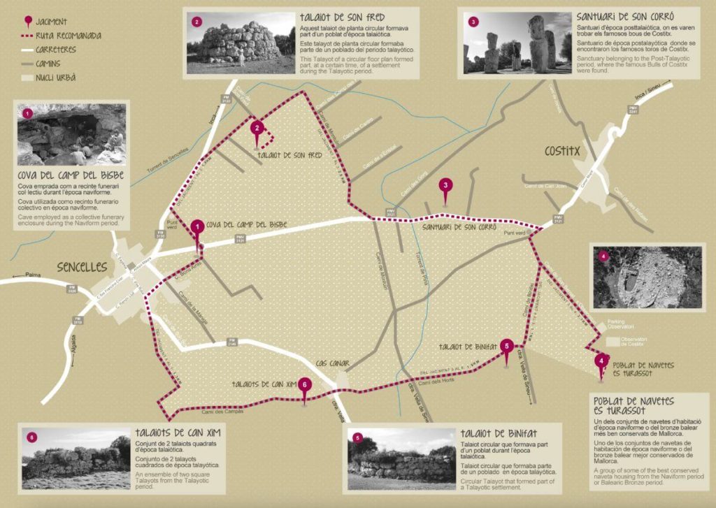 Mapa ruta arqueológica por Sencelles y Costitx